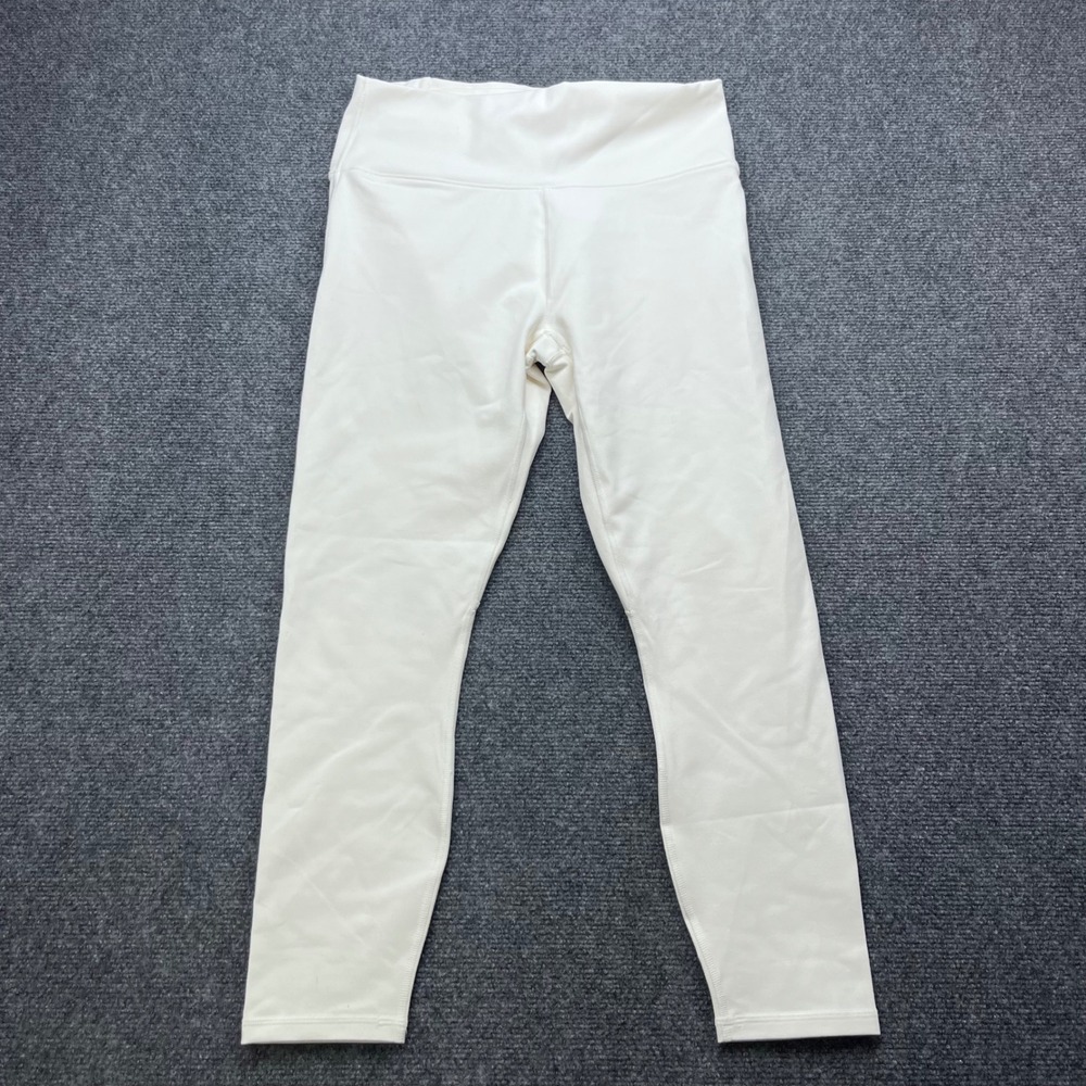 Fabletics High Waisted Workout Activewear White Lattice Back Cropped Leggings